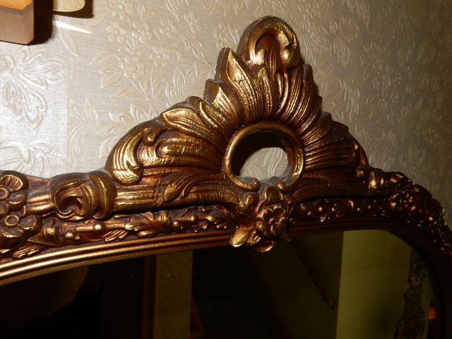 lot 7A image: Very nice mirror with Crown.. Plaster cast dcor