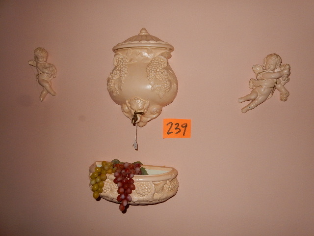 lot 239 image: Grape and Cherub Theme wall display items