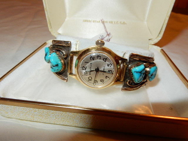 lot 1D image: Benrus Womens watch with Turquoise Stones on band