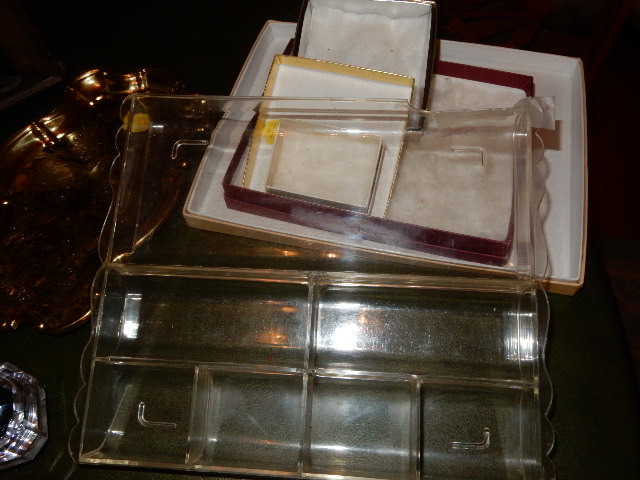 lot 2H image: Jewelry boxes as pictured. Includes a glass soldered box with mirrors
