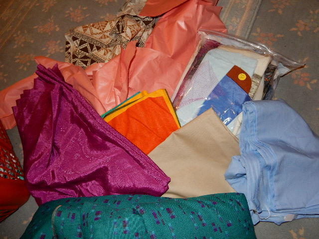 lot 255 image: Misc. Material Remnants, plus 1 LARGE piece of heavy material which seems like upholstery material