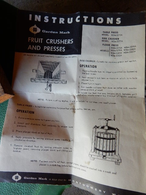 lot 278 image: Garden Mark, Fruit Crusher and press..