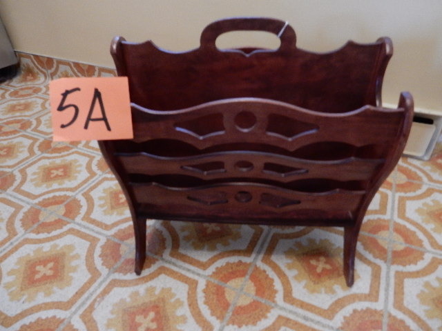 lot 5A image: Nice walnut wood magazine rack.