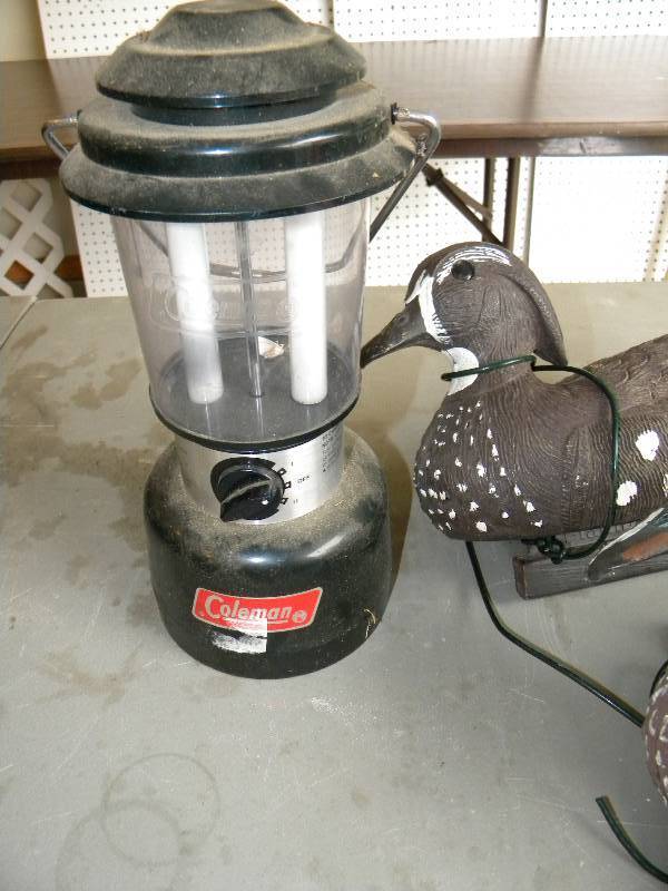 Coleman lantern and decoys