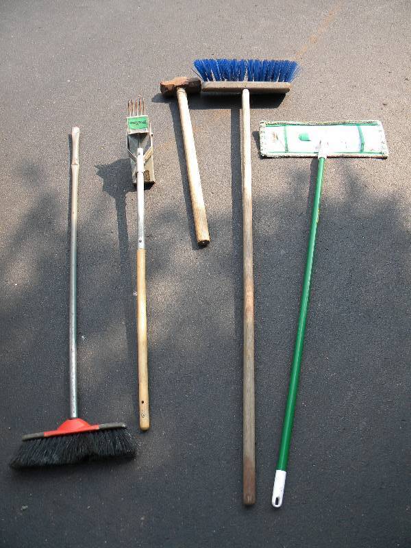 Lot of shovels and brooms