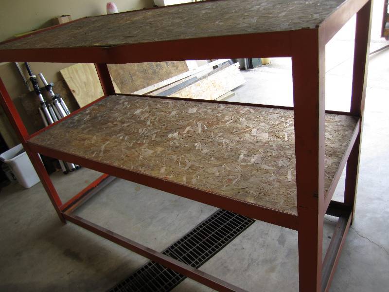 lot 104 image: orange heavy duty rack , 3 shelf 3...