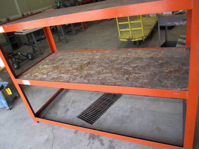 lot 106 image: orange heavy duty rack, 2 shelf 3 ...