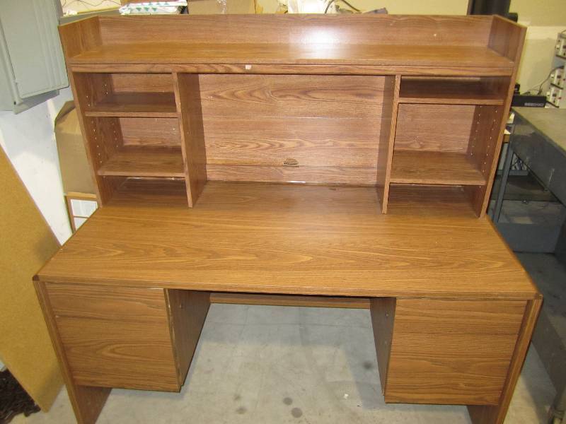 lot 109 image: wood laminate desk with top organiz...