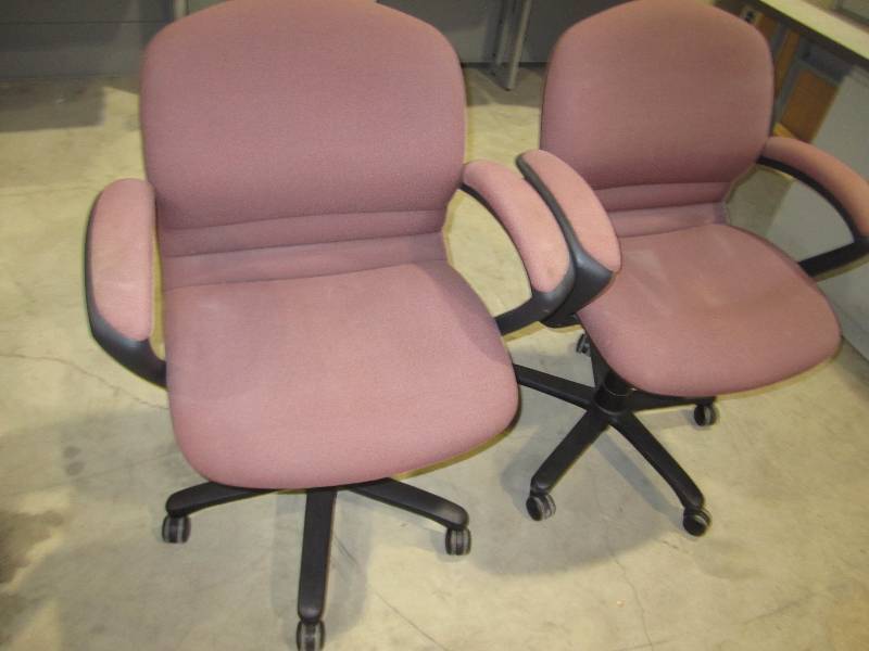 lot 117 image: pair of office chairs light burgund...