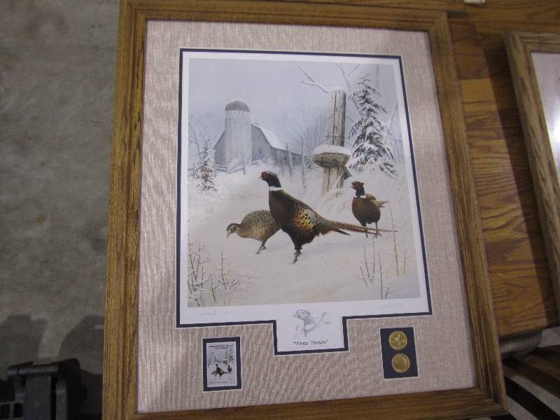 lot 142 image: Pheasant print by Leo Stans ( stamp...