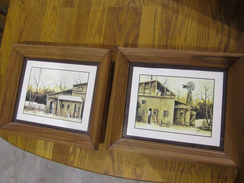 lot 148 image: set of framed old farm 2 pc....