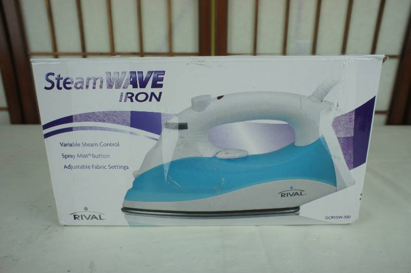 lot 9 image: Rival White Blue Steam Wave Iron GCRVSW-100