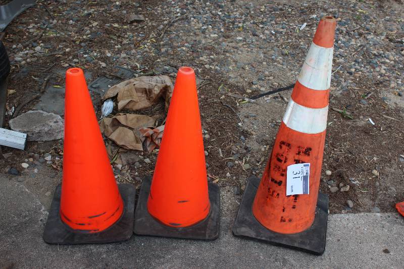 lot 31 image: Lot of (3) Orange Safety Cones.