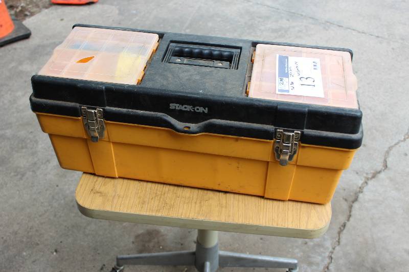 lot 13 image: Tool Box Lot Including Tool Box, 25 x 10 x 11 Wrenches Clamps And More.