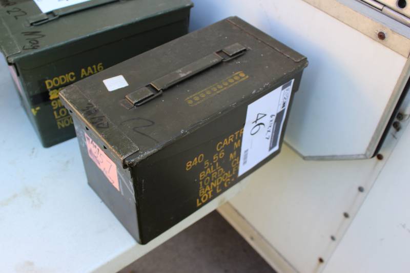 lot 46 image: Lot of (2) Metal Ammo Cases 6 x 12 x 7.