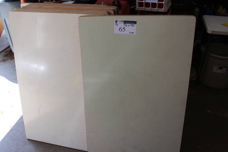 lot 65 image: Lot of (3) Table Tops White Rectangular 29.5 X 44.5.