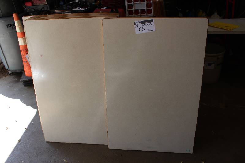 lot 66 image: Lot of (3) Table Tops White Rectangular 29.5 X 44.5.