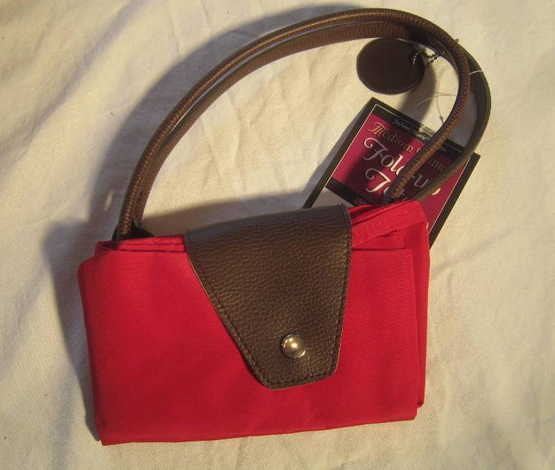 NEW Purse Handbag Red and Brown Fold up - JoAnn Marie Designs