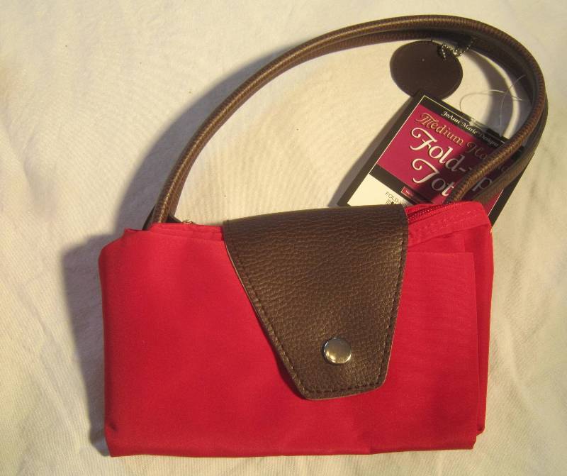 NEW Purse Handbag Red and Brown Fold up - JoAnn Marie Designs