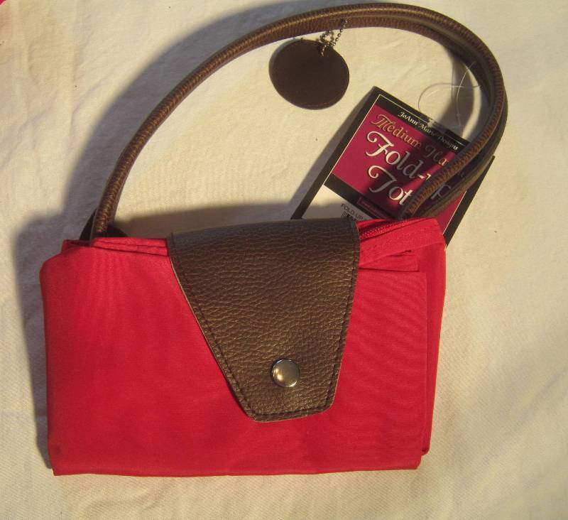 NEW Purse Handbag Red and Brown Fold up - JoAnn Marie Designs