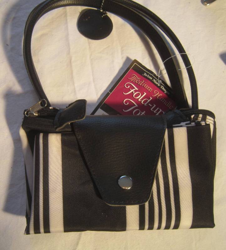 NEW Purse Handbag Black and White Fold up - JoAnn Marie Designs