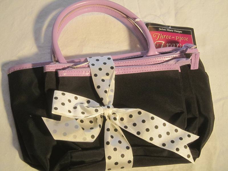 NEW  3 Piece Black Bag Set - Great for Makeup