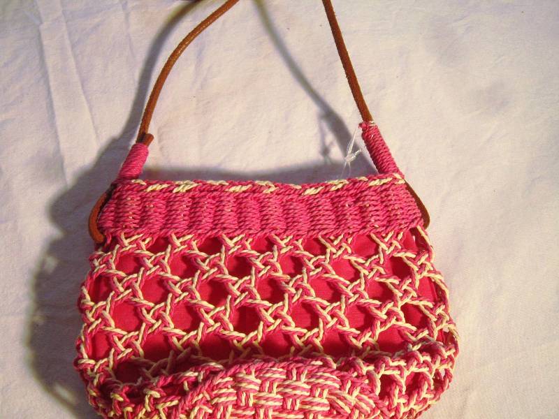 NEW Rope Purse Pink and Cream
