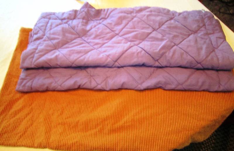 3 Pillow Shams - 2 Purple and 1 Tan