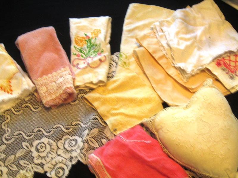 21 Pieces of Linens - Vintage Napkins, Doilies, Hankies, Pillow, Towels, ETC