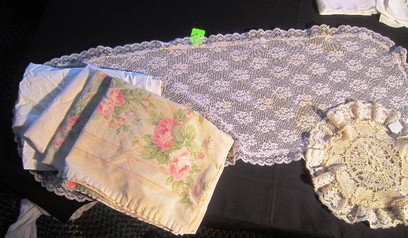 Vintage Lace Runner, Doily, 3 Pillow Cases and a Pillow Case Cover