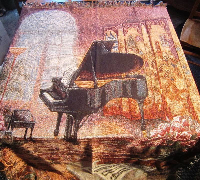 Beautiful Music Piano Afghan or Wall Hanging 52 x 68