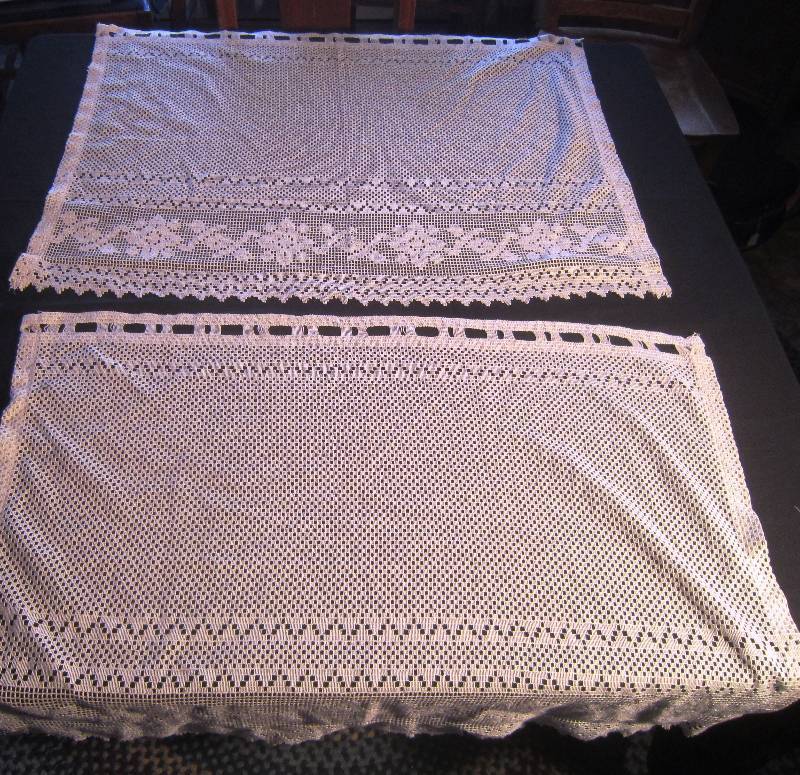 2 Crocheted Ecru Valances