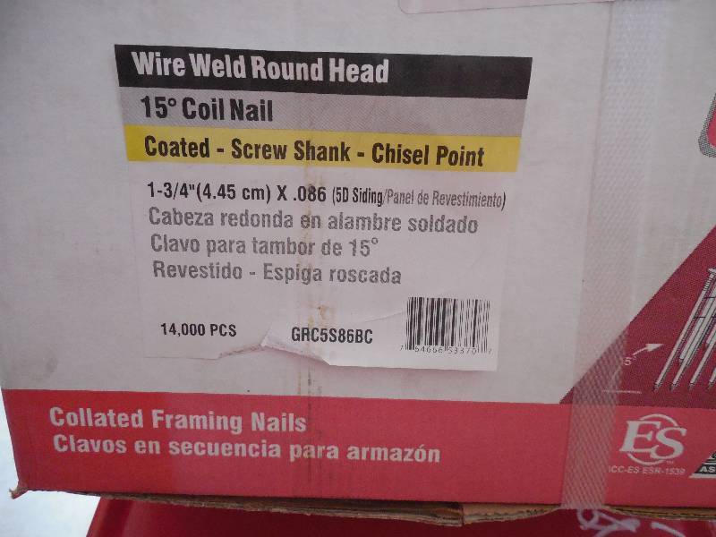 lot 5 image: NEW - Case of Grip Rite coil nails 1 34