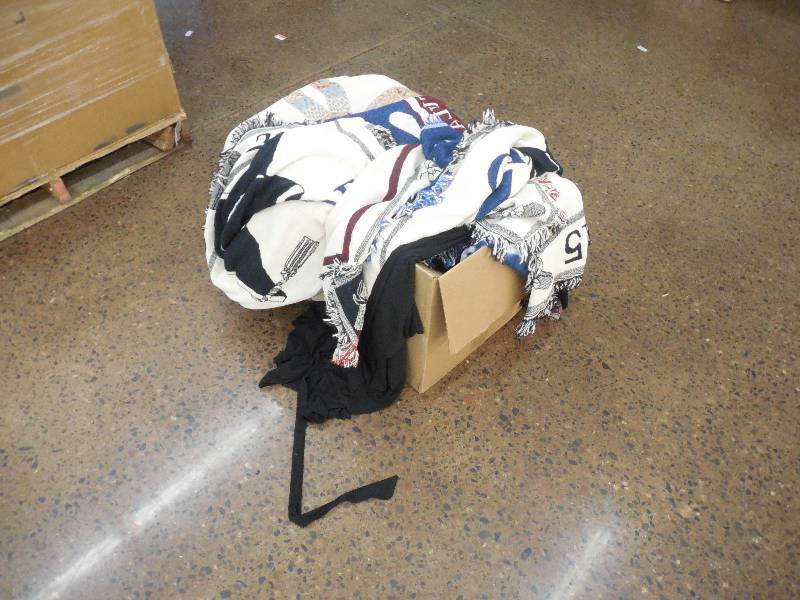 lot 69 image: Box of Random Blankets & Throws.