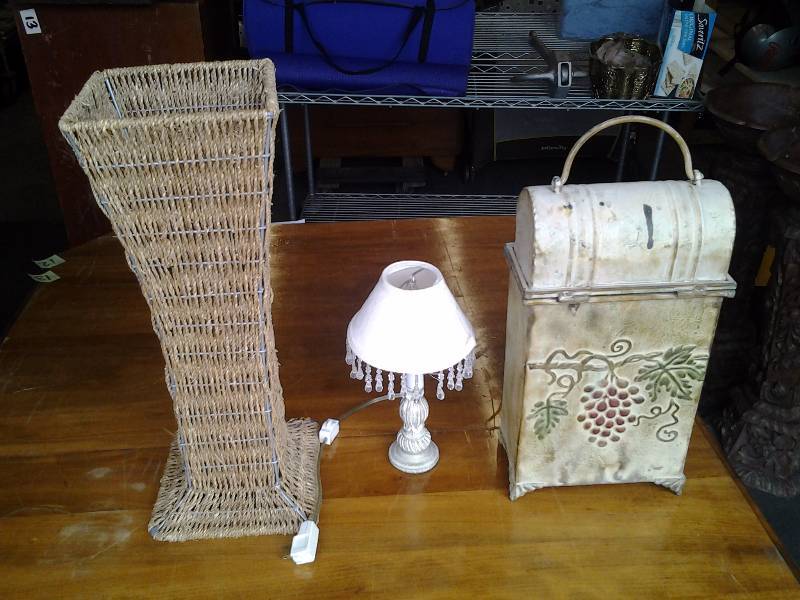 Decorative Metal Bottle Box, Wicker VaseStand, Small Lamp