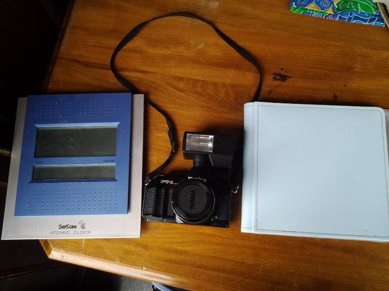 Konica Camera, Atomic Clock, Creative Memories Album