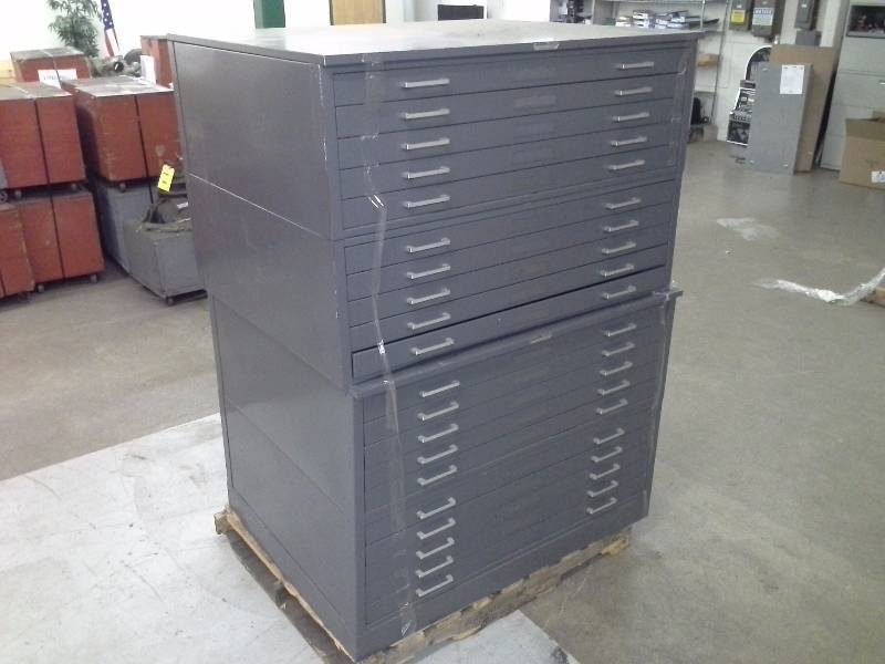 2 Stacked Blueprint Storage Cabinets
