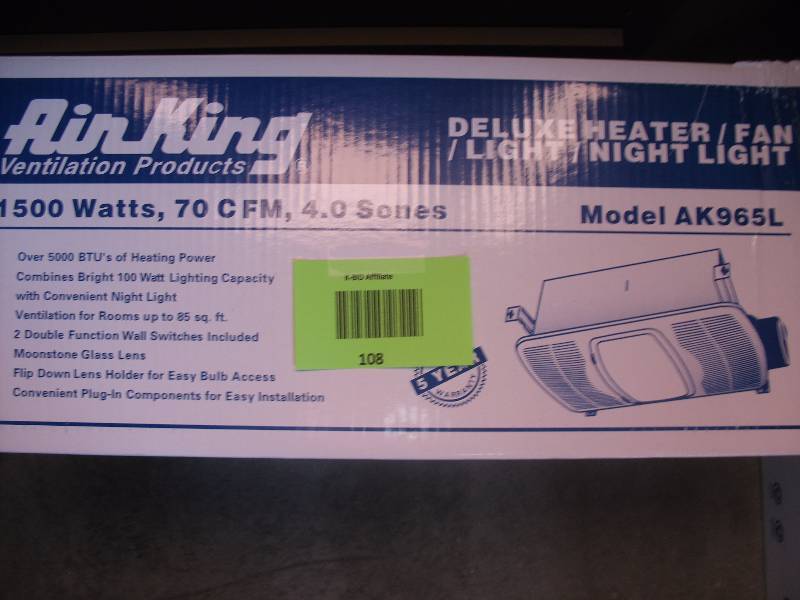 Air King Deluxe Heater Fan Light
