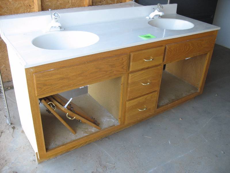 Oak Vanity with Double Sink