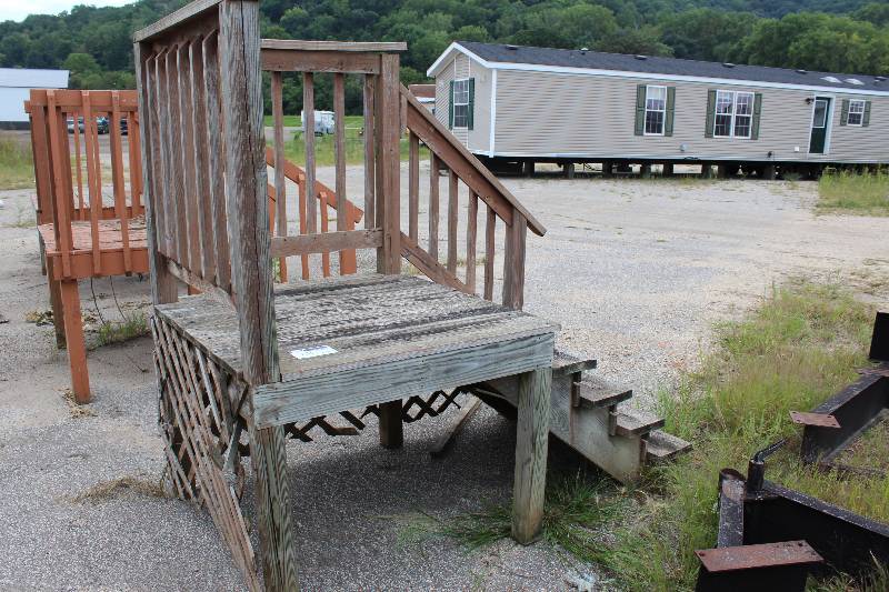 lot 88 image: Wooden Deck Or Front Door Steps wWooden Railing & Platform 48 x 84 x 78.