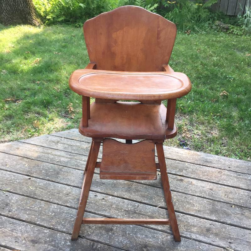 Vintage Antique Wood Childs Highchair