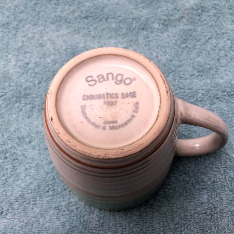 Beautiful & Unique Sango CHROMATICS SAGE 2 Coffee MUGS Cups With Cream & Sugar Bowl Set Stoneware TEAL Turquoise RARE 4987