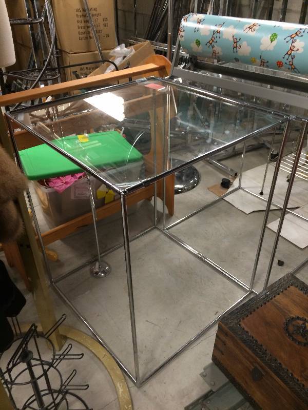 Chrome and Glass Cube Display Case