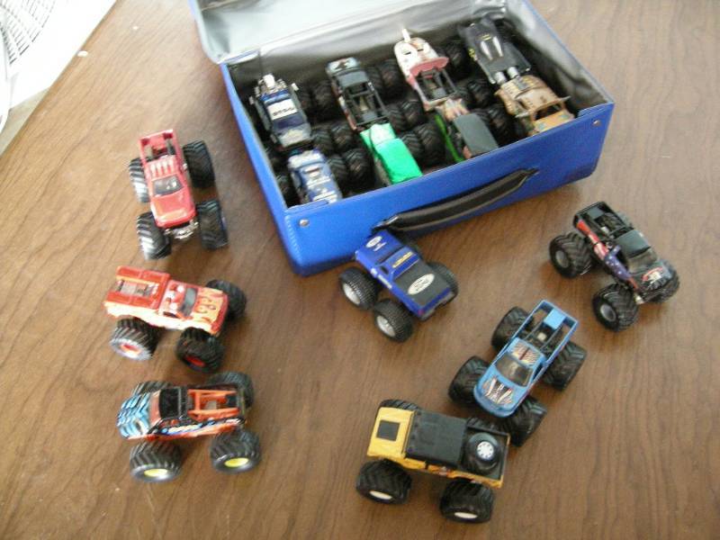 Hot Wheel collector case with monster trucks