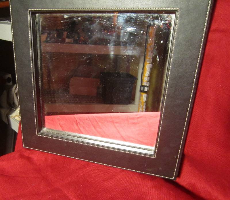 lot 295 image: Leather Frame Mirror Square 14 x 14