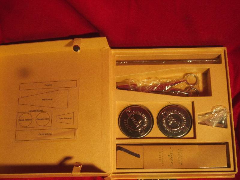 lot 320 image: Panoply Professional Candle Care Kit - Tweezers, Wick Trimmer, Taper Sharpener, Candle Matches, Etc