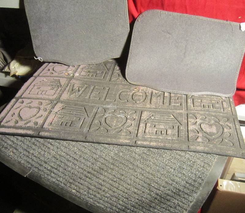 lot 398 image: 4 Mats - 2 Car Mats, 1 Welcome Mat & 1 Floor Mat