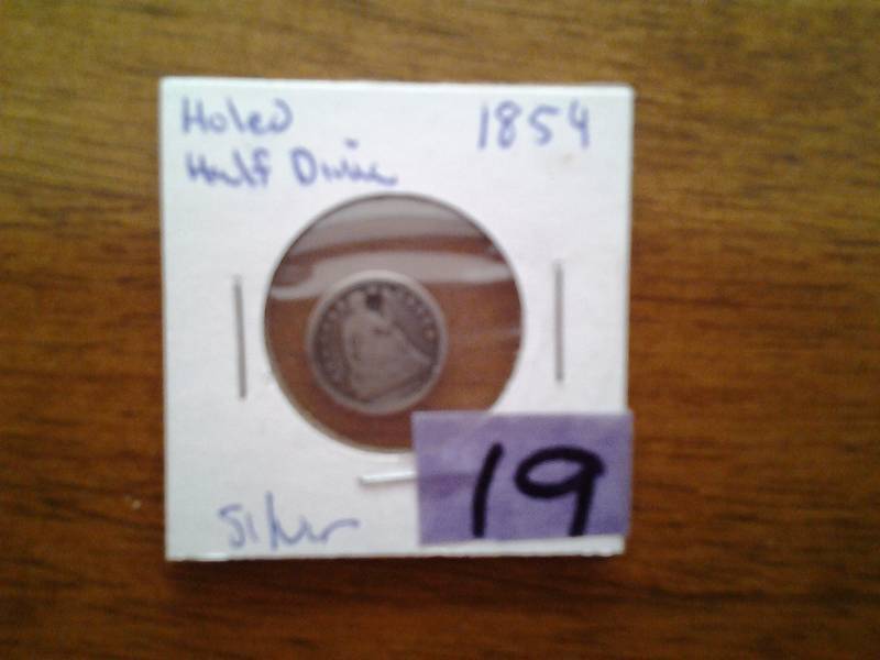 1854 12 Dime With Hole