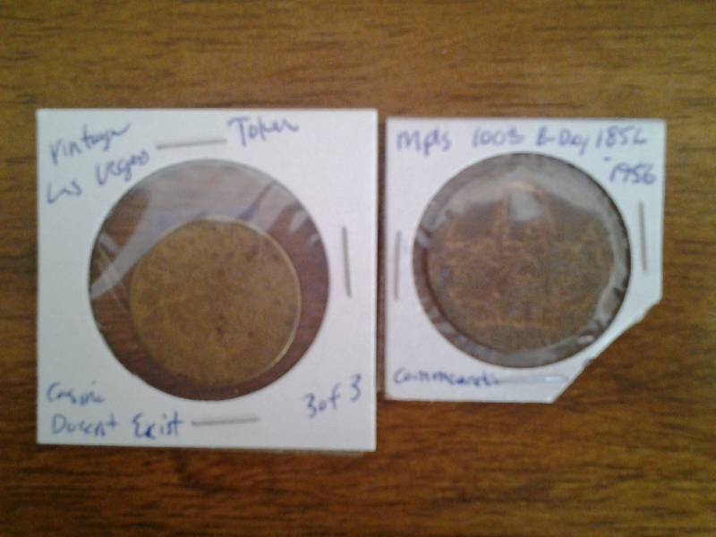Vintage Tokens From Las Vegas Overland Hotel & Minnesota 100 Yr. Anniversary B.Day 1856-1956