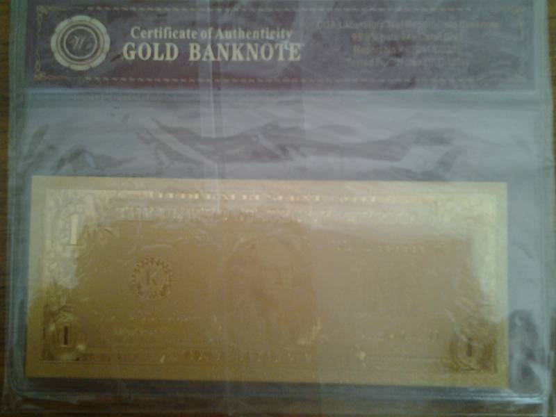 $1 Gold Bank Note 24K With COA